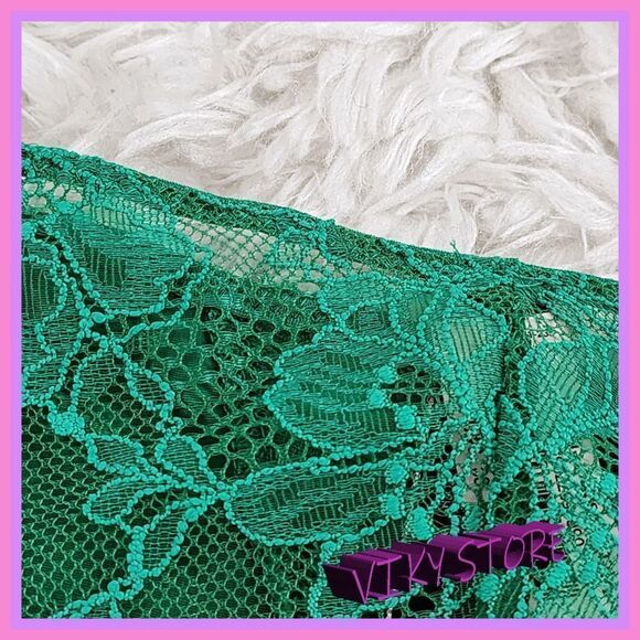 NWT {Victoria's Secret} Green Satin Lace Cheeky: Crystal Glamour in Medium! NWT - Picture 5 of 6